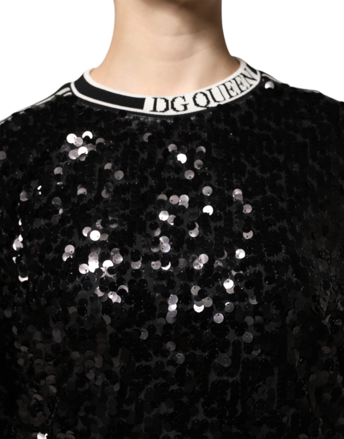 Pull Dolce & Gabbana femme DG Queen à sequins noir – TSH90082