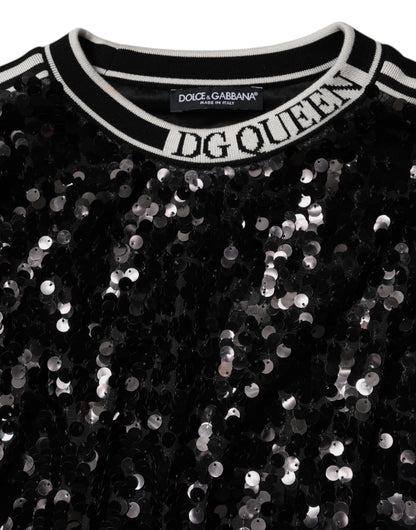Pull Dolce & Gabbana femme DG Queen à sequins noir – TSH90082