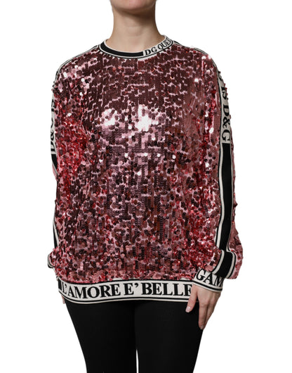Pull Dolce & Gabbana femme DG Queen à sequins rose – TSH90083