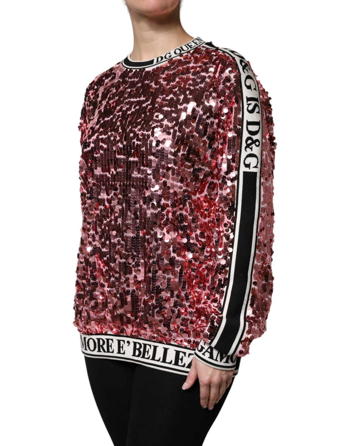 Pull Dolce & Gabbana femme DG Queen à sequins rose – TSH90083