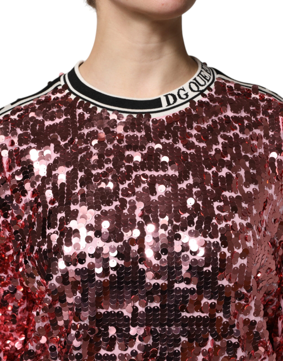 Pull Dolce & Gabbana femme DG Queen à sequins rose – TSH90083