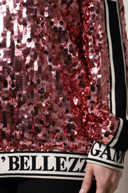 Pull Dolce & Gabbana femme DG Queen à sequins rose – TSH90083