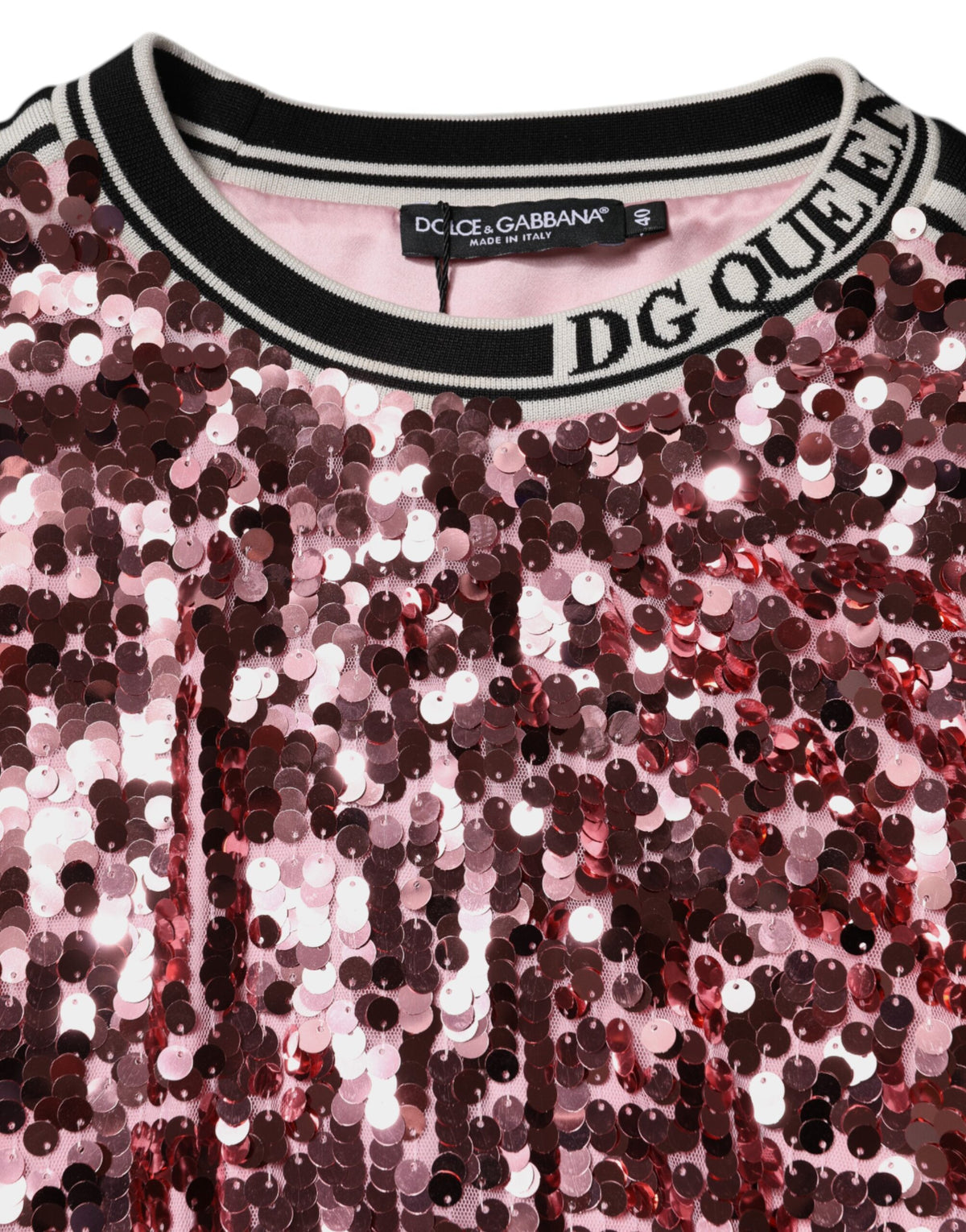 Pull Dolce & Gabbana femme DG Queen à sequins rose – TSH90083