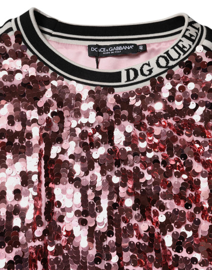 Pull Dolce & Gabbana femme DG Queen à sequins rose – TSH90083