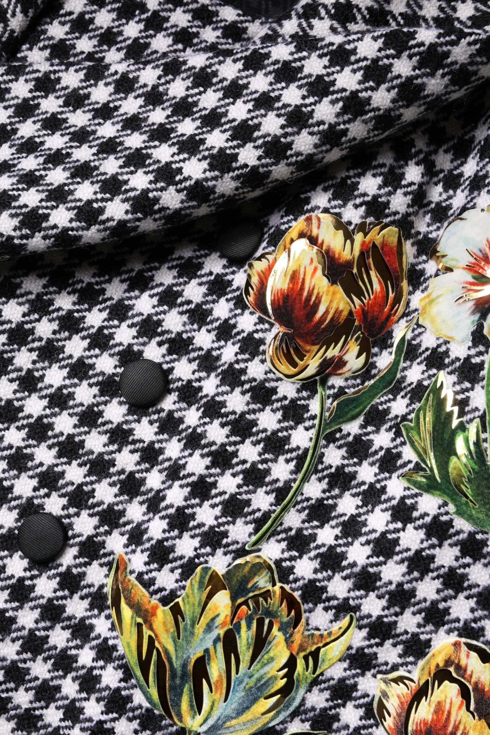 Dolce & Gabbana Black White Monochrome Patterned Floral Cape Jacket by Dolce & Gabbana