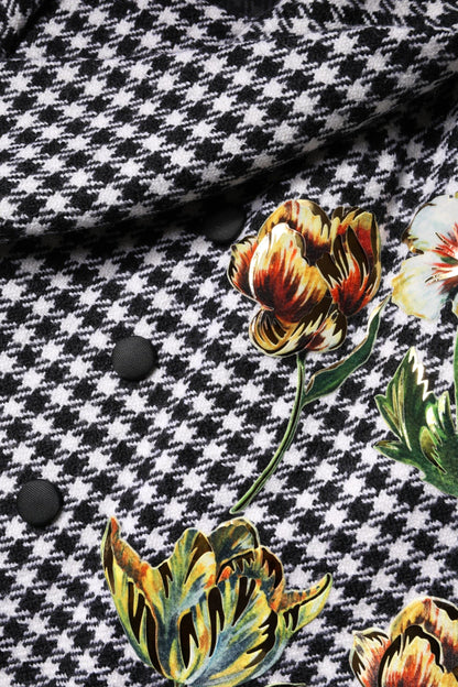 Dolce & Gabbana Black White Monochrome Patterned Floral Cape Jacket by Dolce & Gabbana