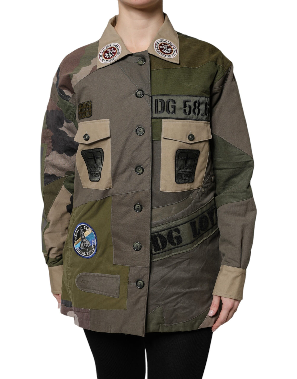 Veste militaire Dolce & Gabbana femme en coton vert kaki – TSH90087