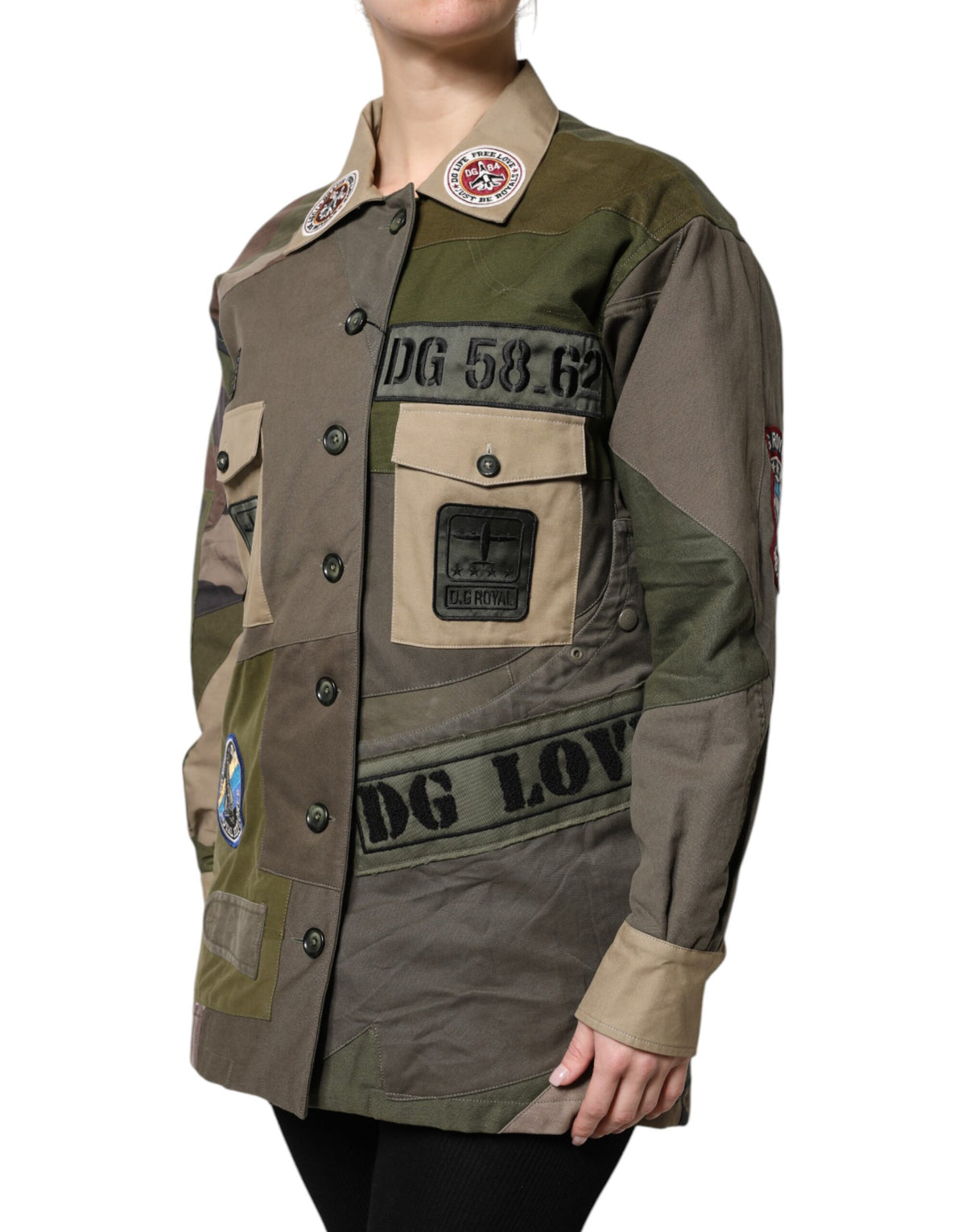 Veste militaire Dolce & Gabbana femme en coton vert kaki – TSH90087