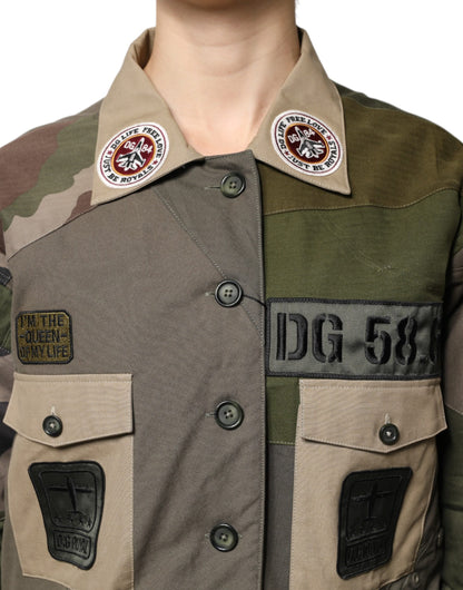 Veste militaire Dolce & Gabbana femme en coton vert kaki – TSH90087