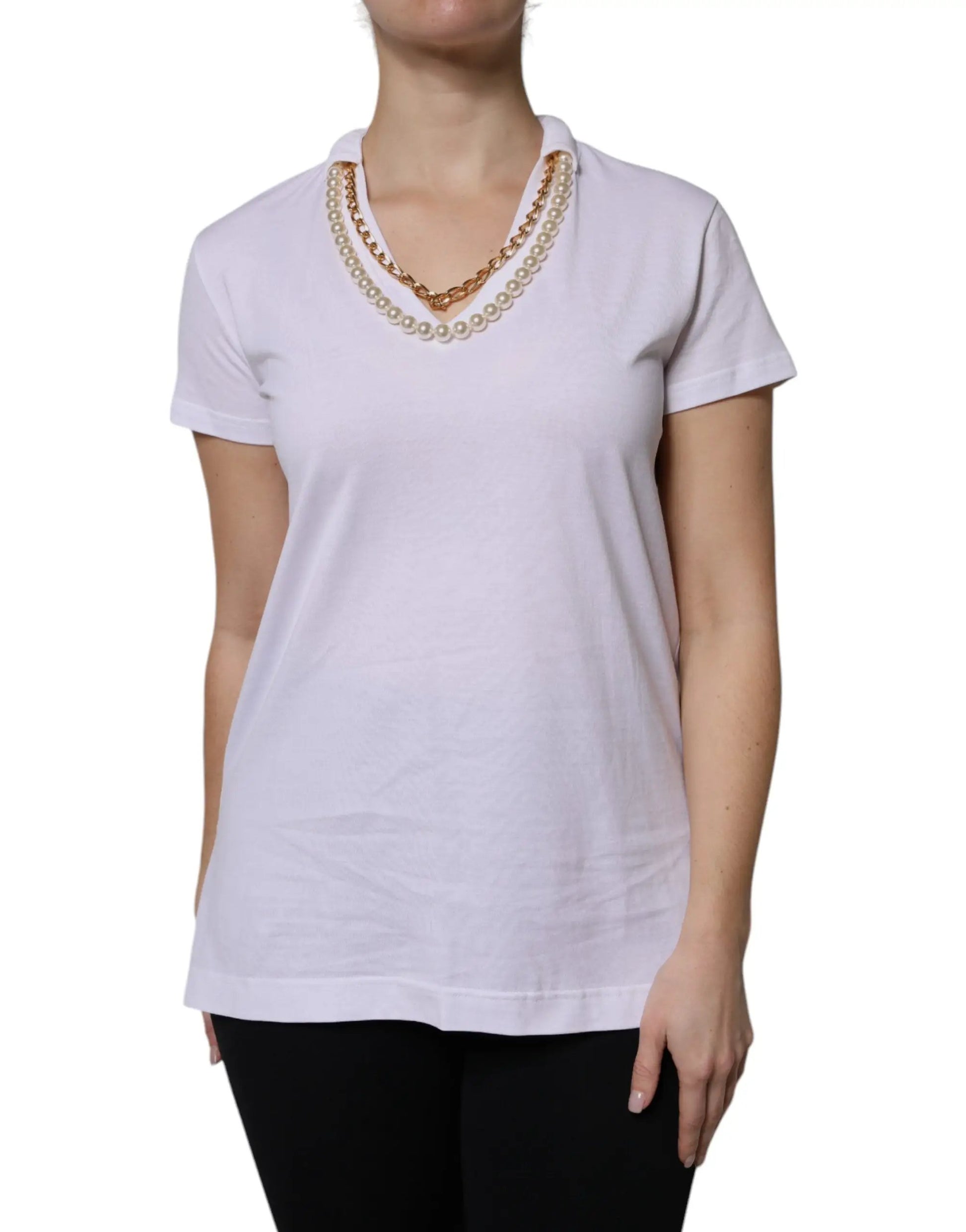 Dolce & Gabbana White Necklace Cotton Short Sleeve T-shirt by Dolce & Gabbana