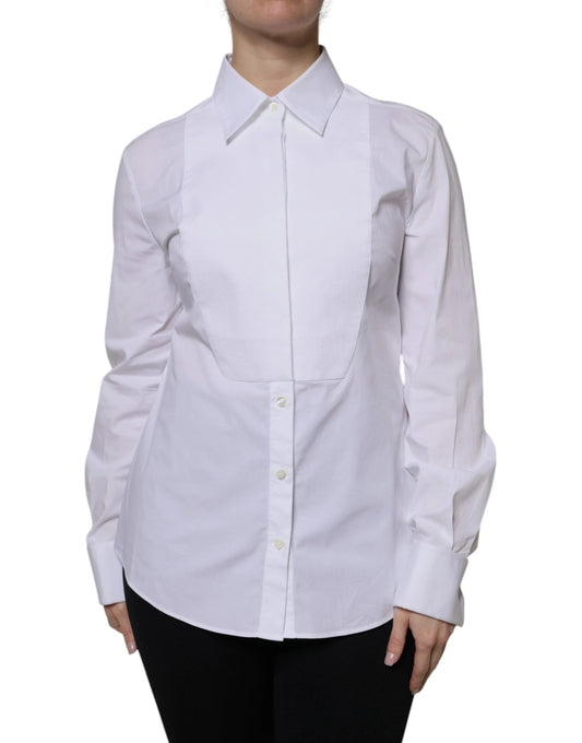 Dolce & Gabbana White Cotton Dress Collared Dress Shirt Top by Dolce & Gabbana