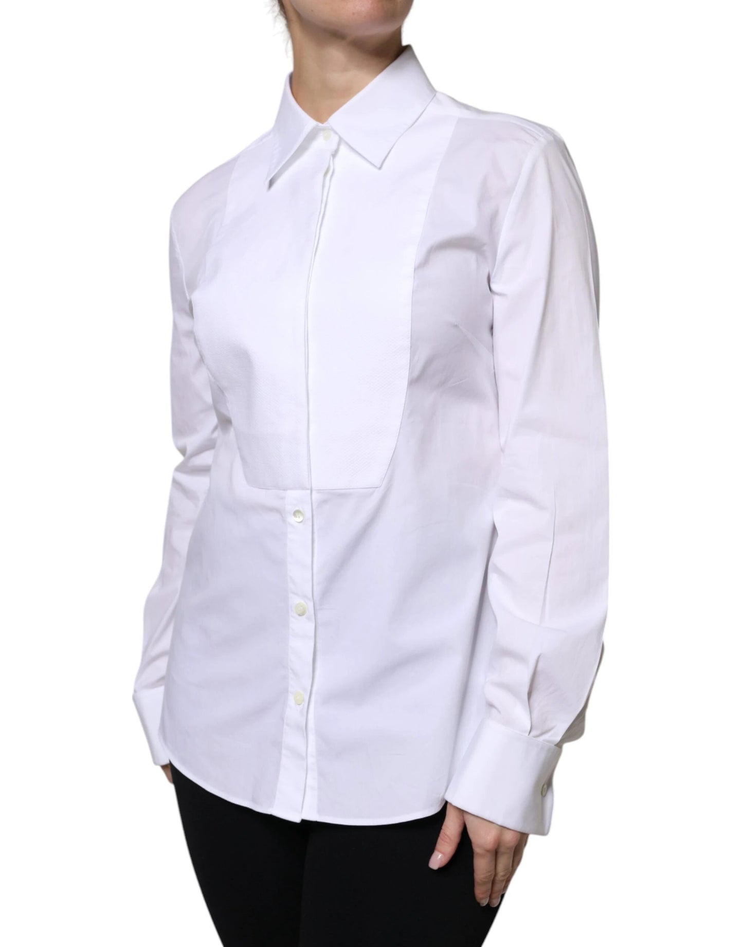 Dolce & Gabbana White Cotton Dress Collared Dress Shirt Top by Dolce & Gabbana