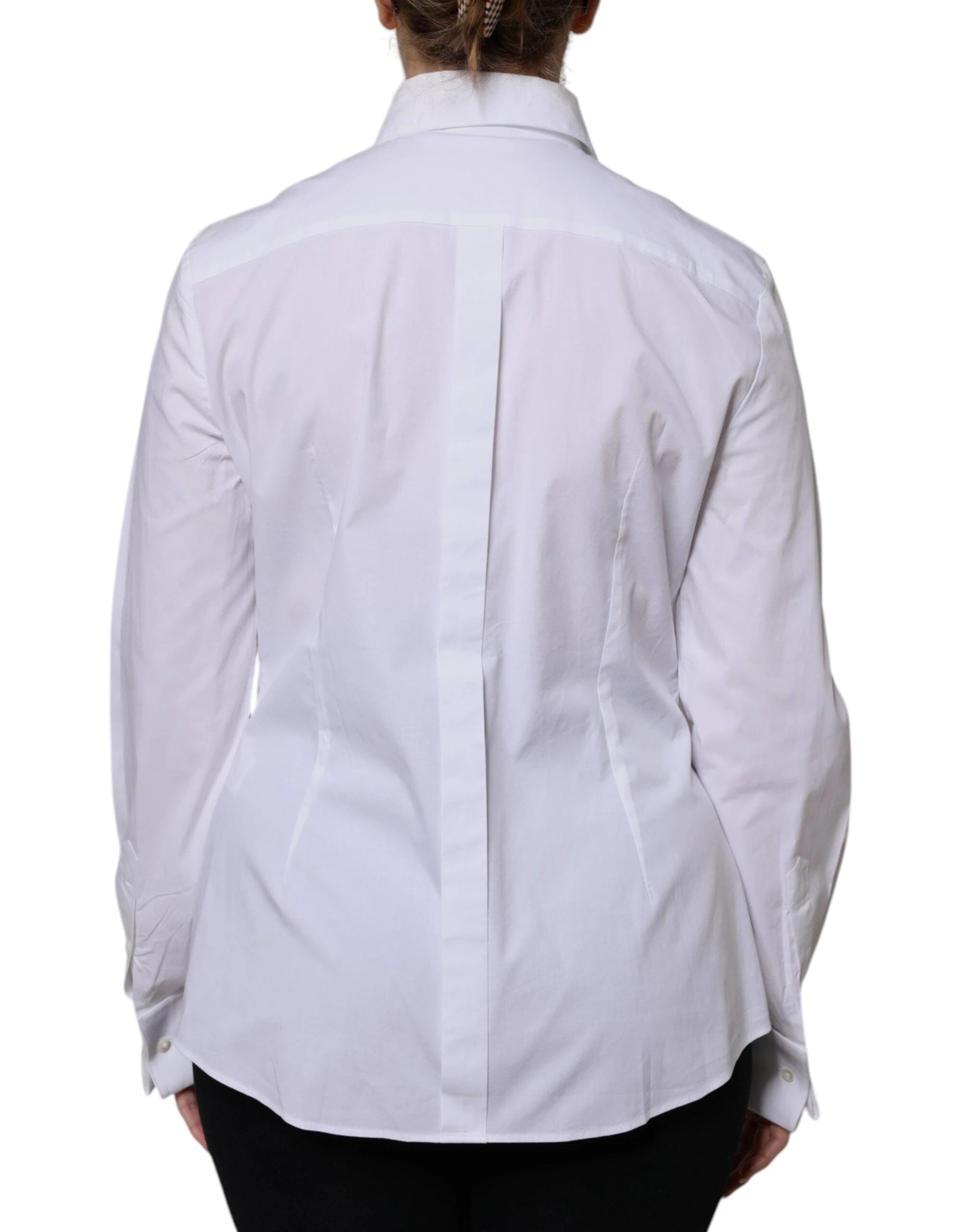 Dolce & Gabbana White Cotton Dress Collared Dress Shirt Top by Dolce & Gabbana