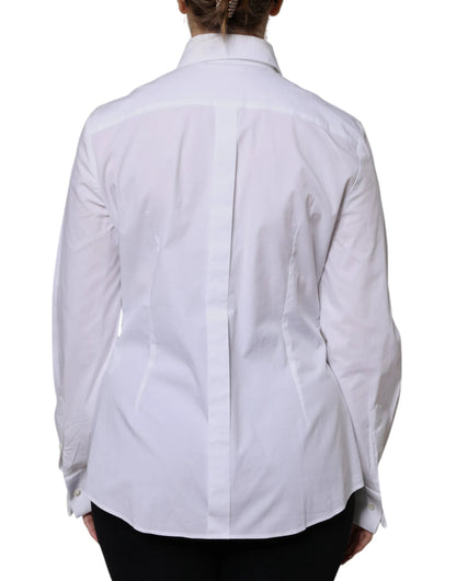 Dolce & Gabbana White Cotton Dress Collared Dress Shirt Top by Dolce & Gabbana