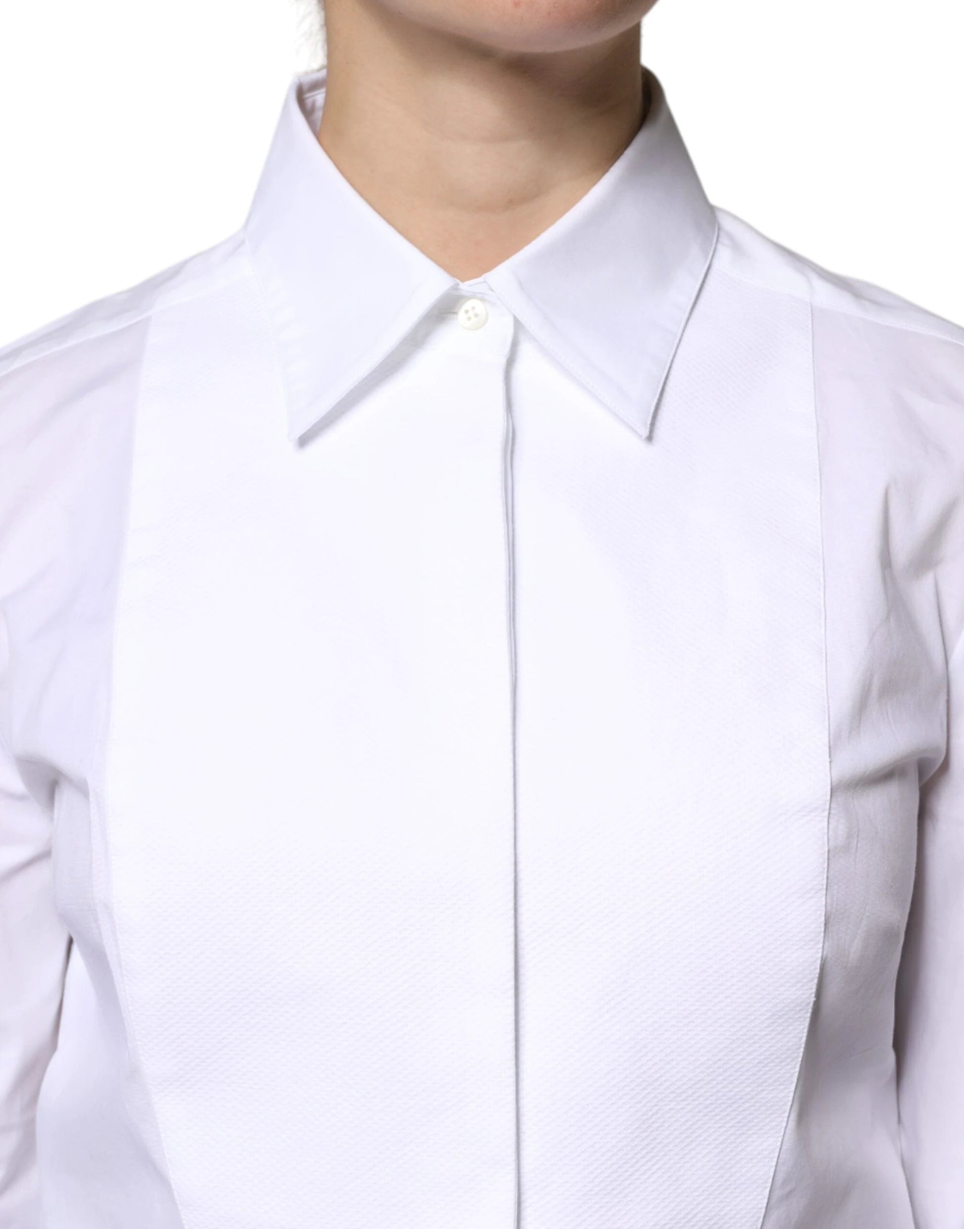Dolce & Gabbana White Cotton Dress Collared Dress Shirt Top by Dolce & Gabbana