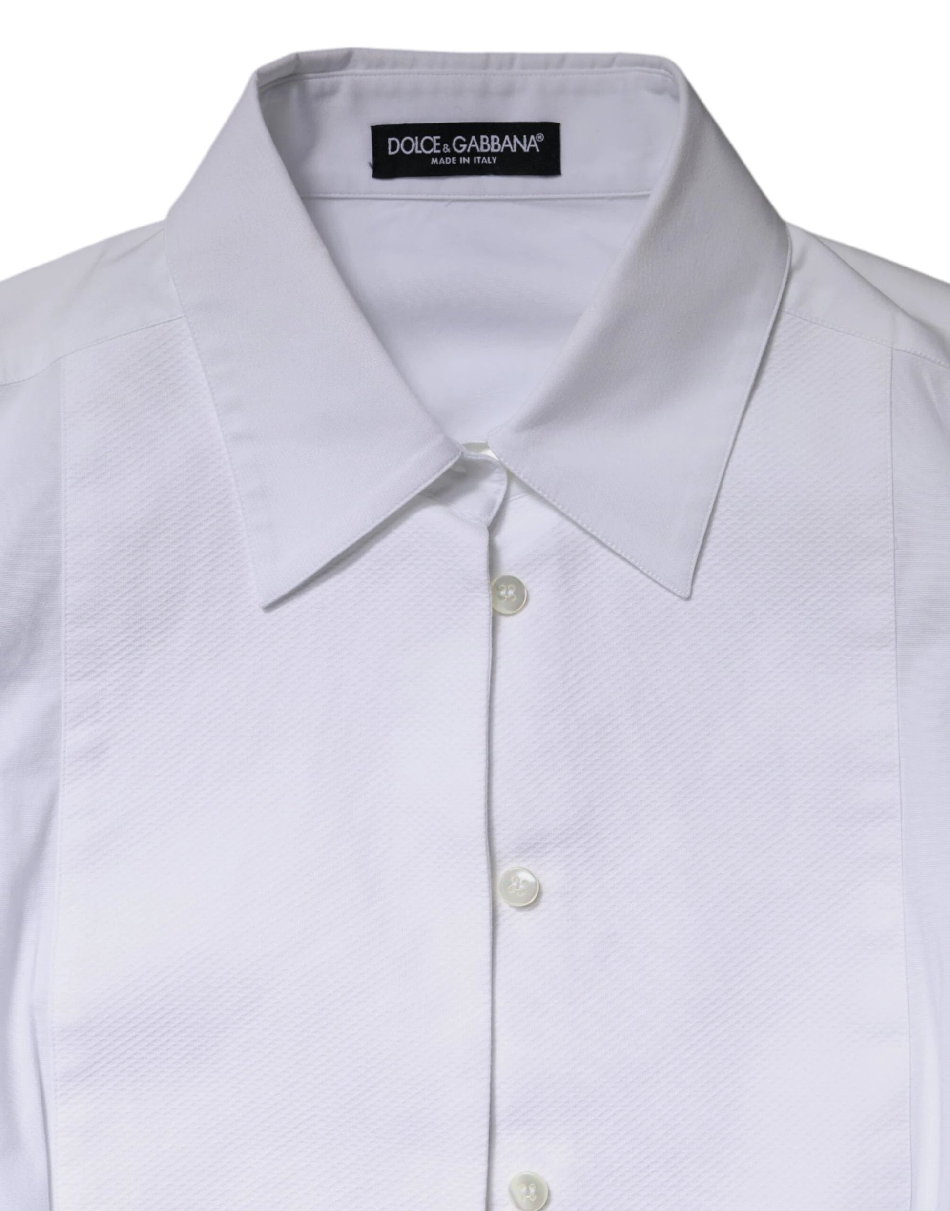 Dolce & Gabbana White Cotton Dress Collared Dress Shirt Top by Dolce & Gabbana
