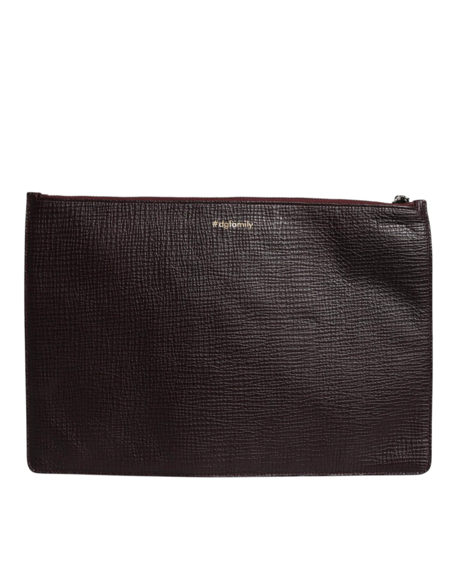 Dolce & Gabbana Brown Leather #DGFAMILY Embellished Men Clutch Pouch Bag by Dolce & Gabbana