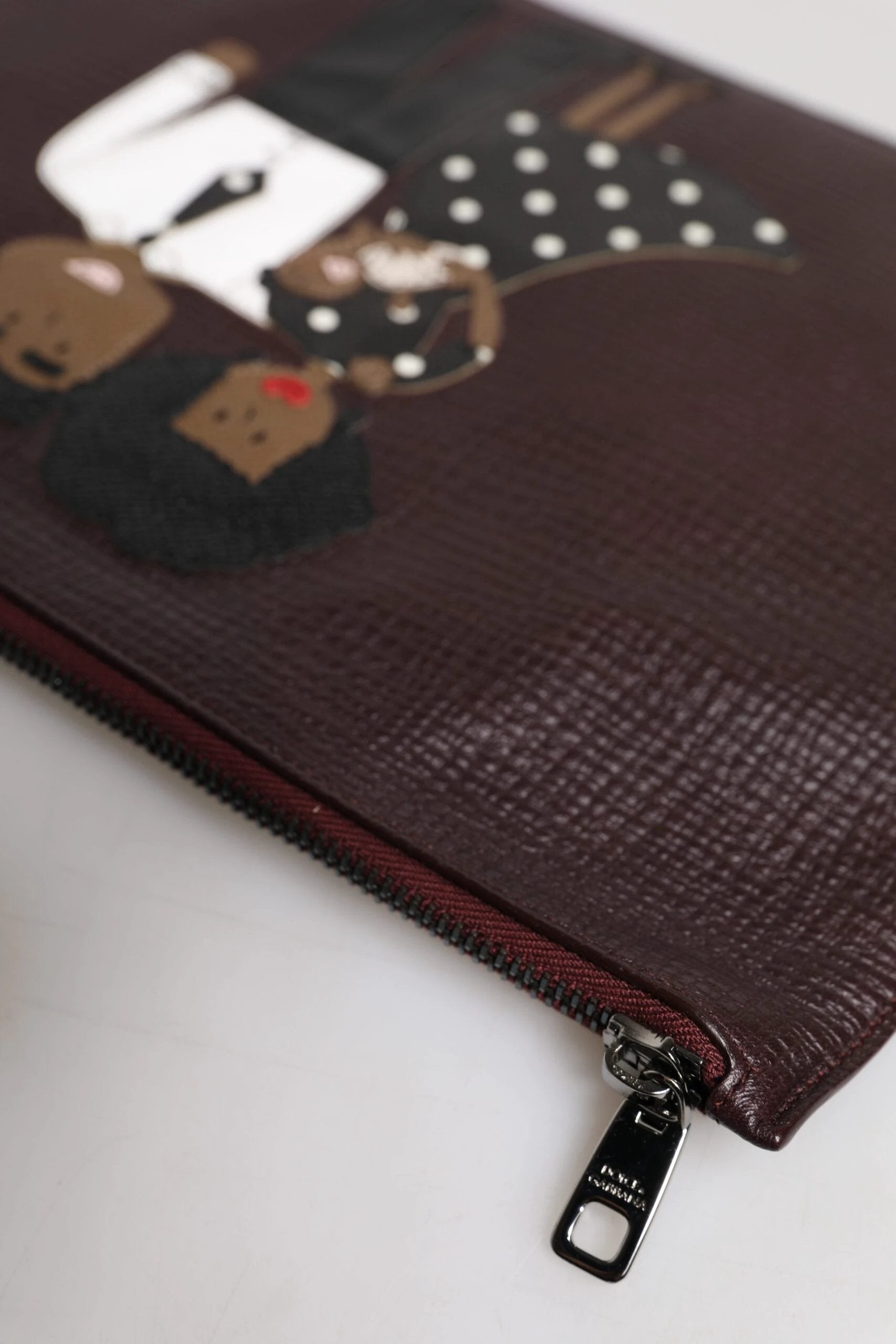 Dolce & Gabbana Brown Leather #DGFAMILY Embellished Men Clutch Pouch Bag by Dolce & Gabbana