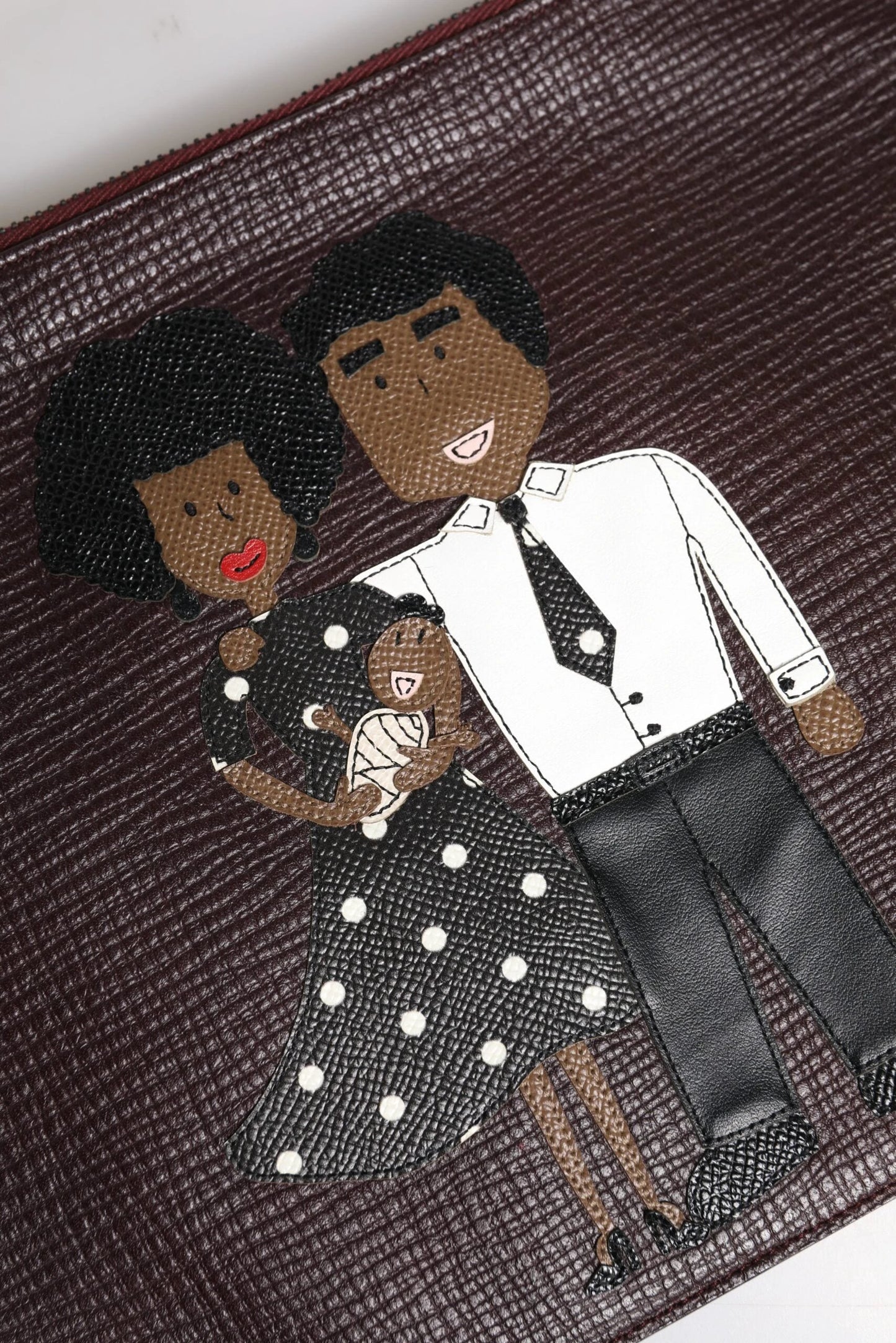 Dolce & Gabbana Brown Leather #DGFAMILY Embellished Men Clutch Pouch Bag by Dolce & Gabbana