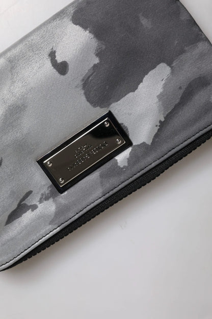 Dolce & Gabbana Black Gray Camouflage Logo Plaque Keyring Pouch Bag by Dolce & Gabbana