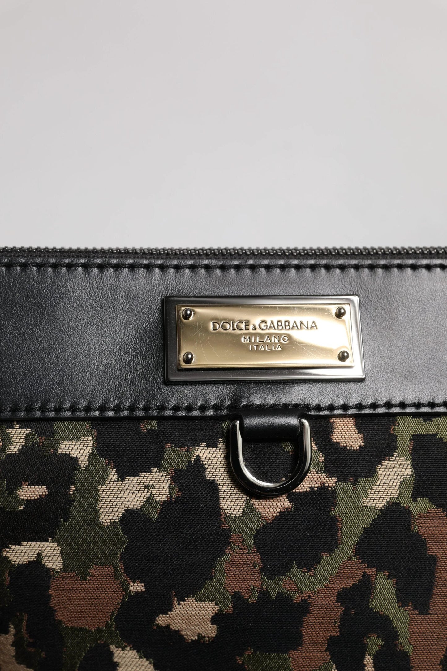 Dolce & Gabbana Multicolor Leopard Jacquard Print Logo Plaque Pouch Bag by Dolce & Gabbana