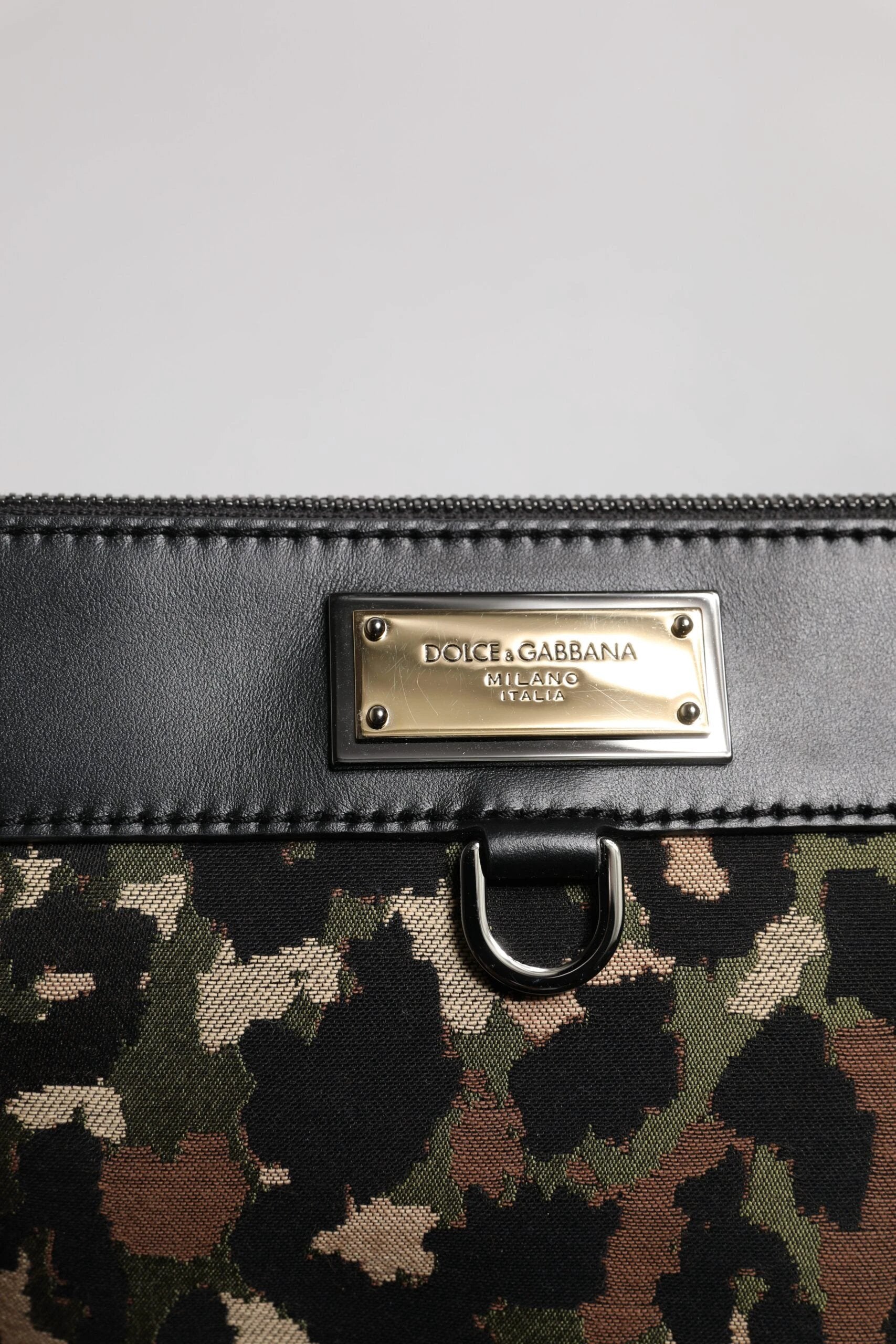 Dolce & Gabbana Multicolor Leopard Jacquard Print Logo Plaque Pouch Bag by Dolce & Gabbana