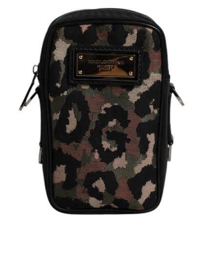 Sac tour de cou Dolce & Gabbana jacquard léopard à plaque logo multicolore – BAG4301