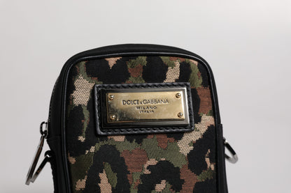Sac tour de cou Dolce & Gabbana jacquard léopard à plaque logo multicolore – BAG4301