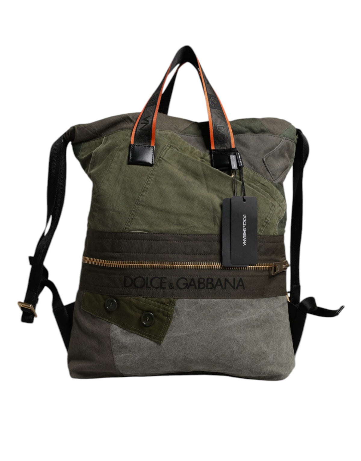 Sac à dos Dolce & Gabbana patchwork en coton vert militaire – BAG4340