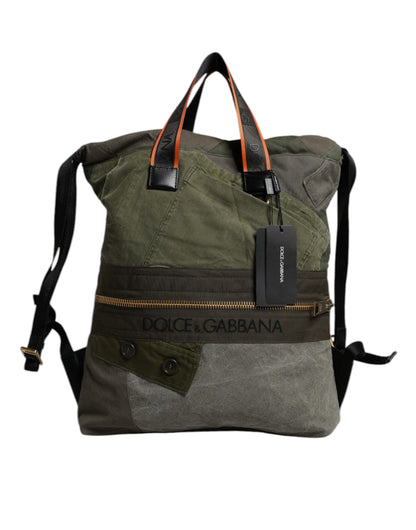 Sac à dos Dolce & Gabbana patchwork en coton vert militaire – BAG4340