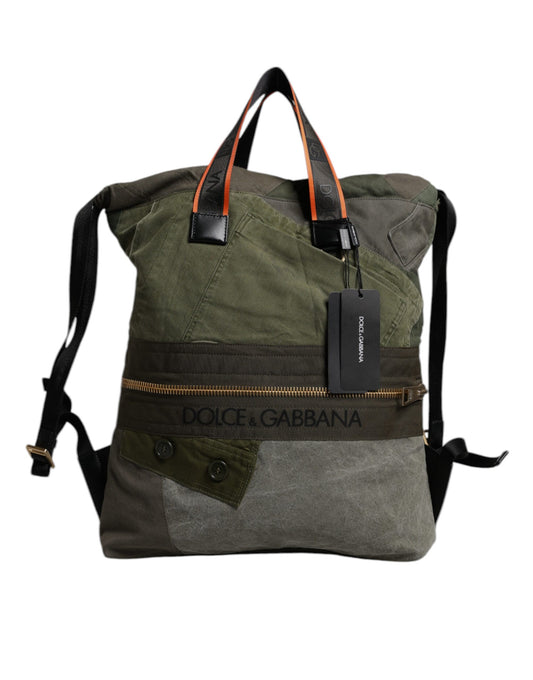 Sac à dos Dolce & Gabbana patchwork en coton vert militaire – BAG4340