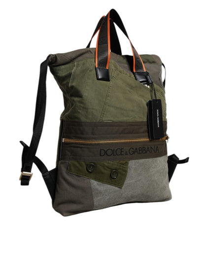 Sac à dos Dolce & Gabbana patchwork en coton vert militaire – BAG4340