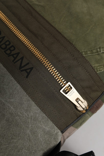 Dolce & Gabbana Military Green Patchwork Rucksack Backpack Bag