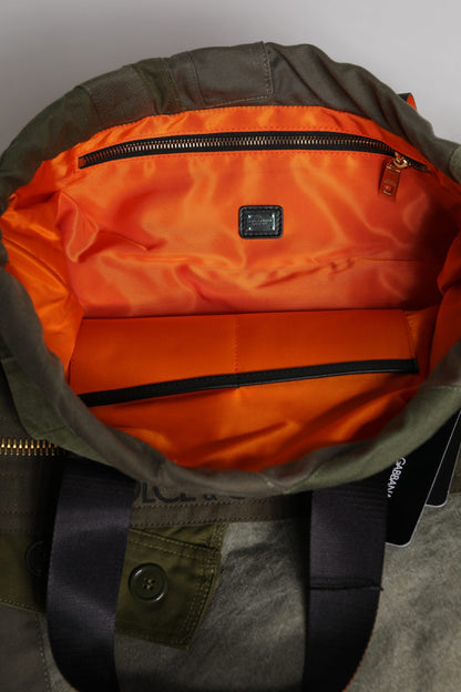 Sac à dos Dolce & Gabbana patchwork en coton vert militaire – BAG4340
