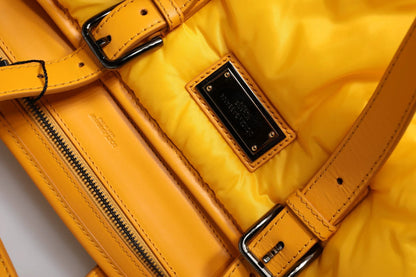 Dolce & Gabbana Yellow Orange Nylon Logo Plaque Hand Shoulder Duffle Bag by Dolce & Gabbana