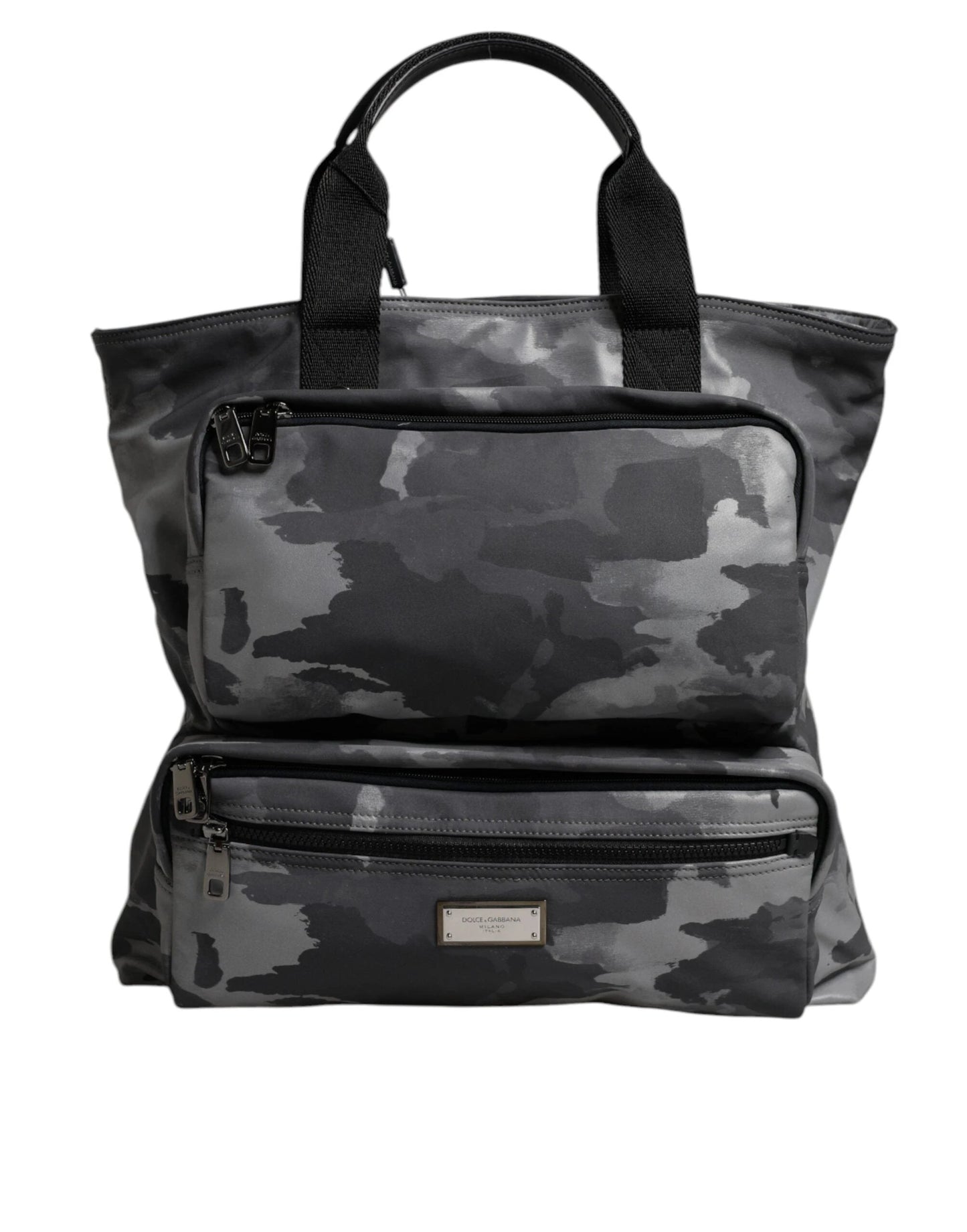 Dolce & Gabbana Gray Camo Cotton Multiple Compartments Tote Bag by Dolce & Gabbana