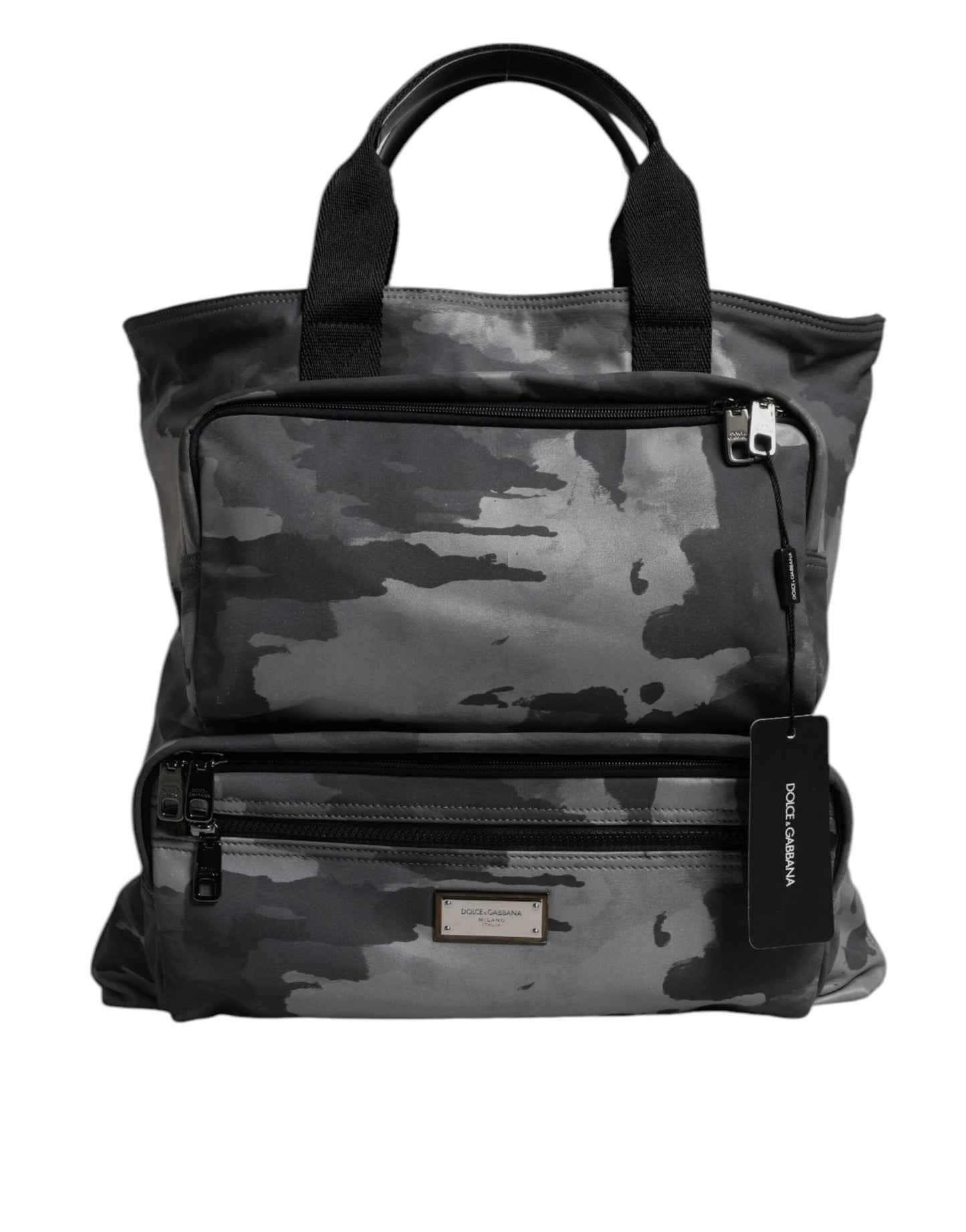 Dolce & Gabbana Gray Camo Cotton Multiple Compartments Tote Bag by Dolce & Gabbana