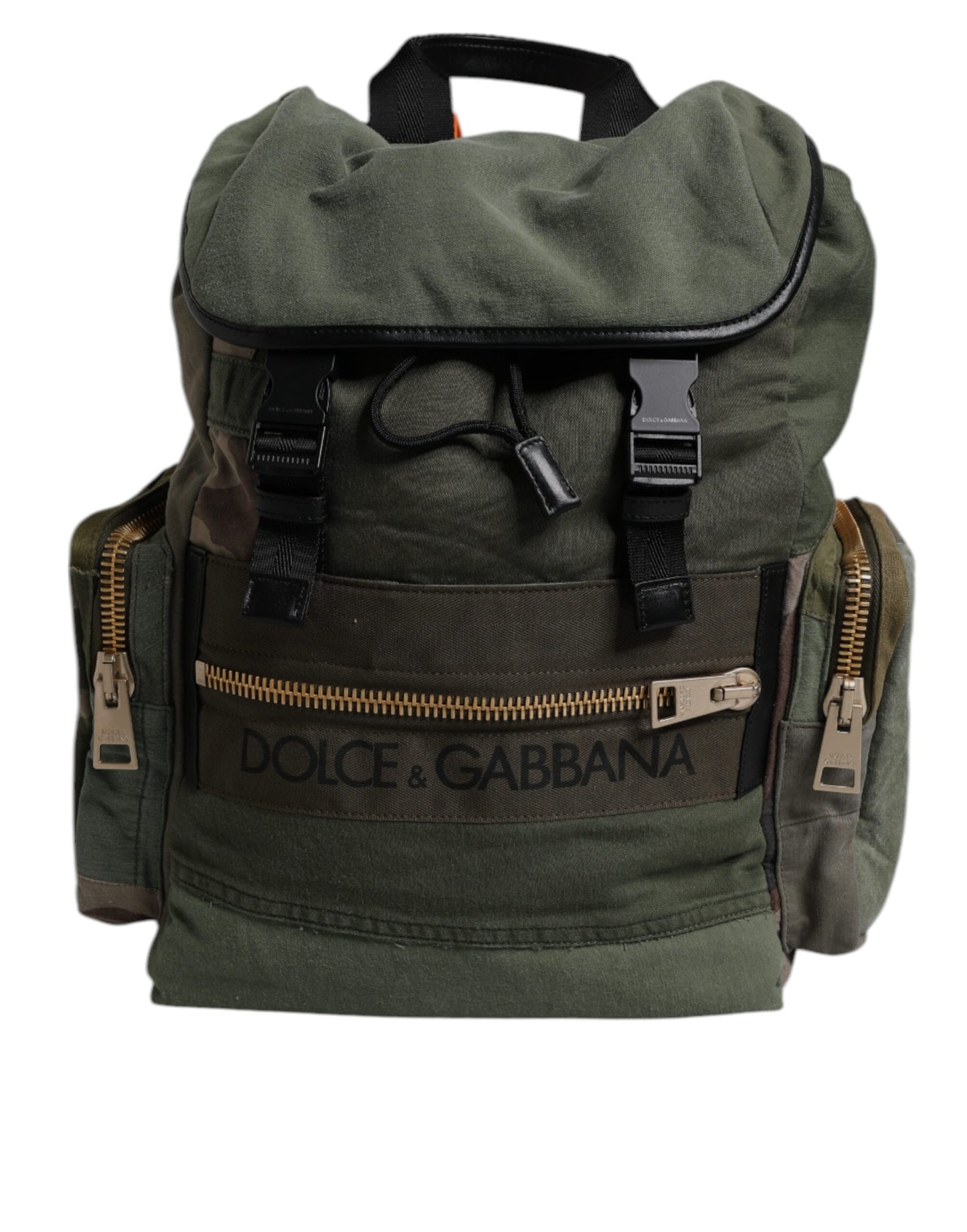 Dolce & Gabbana Sac À Dos De Voyage Patchwork Militaire Vert Camouflage Avec Cordon De Serrage et Poches Intérieures
