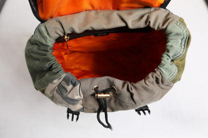 Dolce Gabbana Sac À Dos Patchwork Vert Militaire Scolaire Avec Poches Multiples Doublure Légère Et Cordon