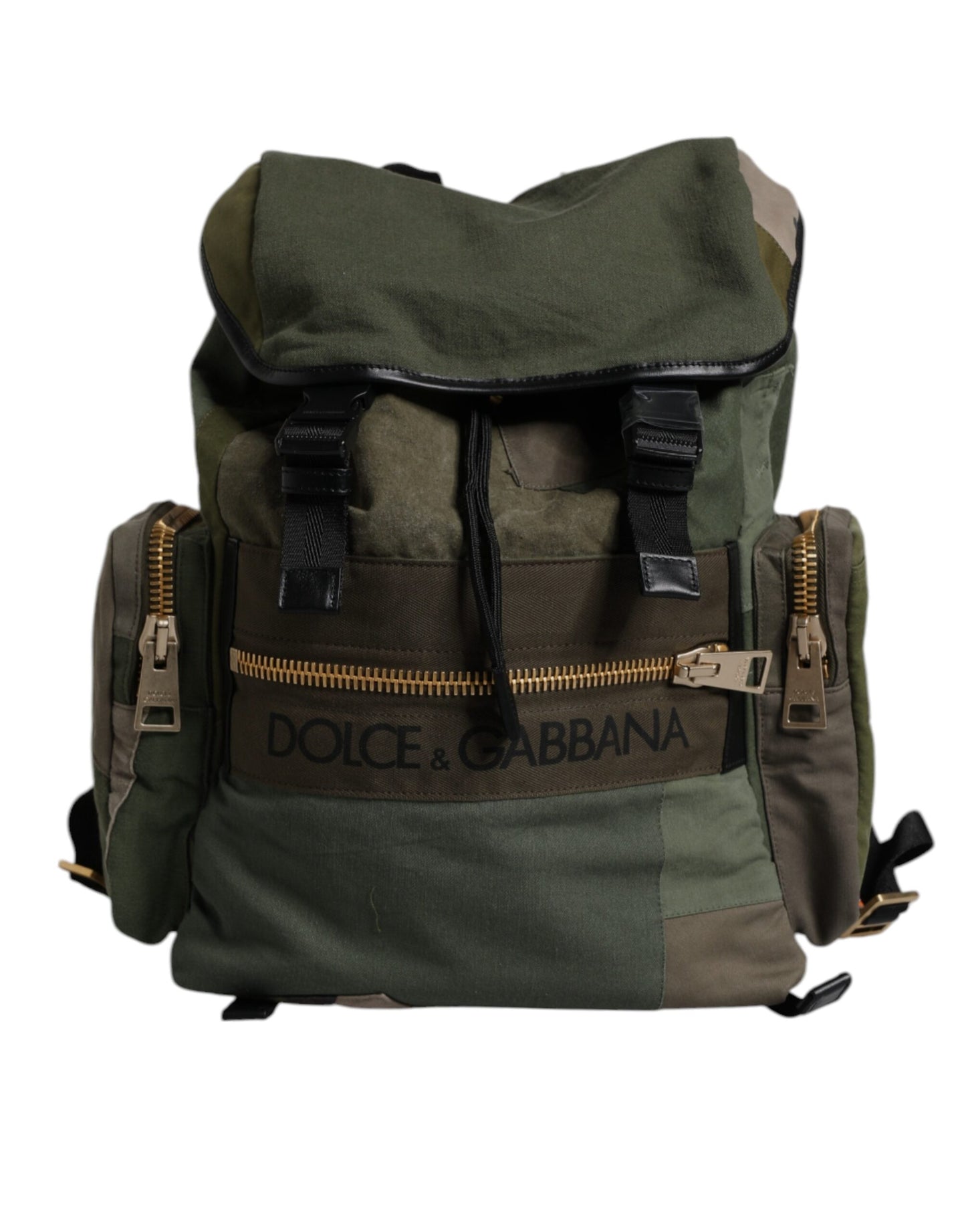 Dolce Gabbana Sac À Dos Patchwork Vert Militaire Camouflage Avec Logo Haut De Gamme Pour École