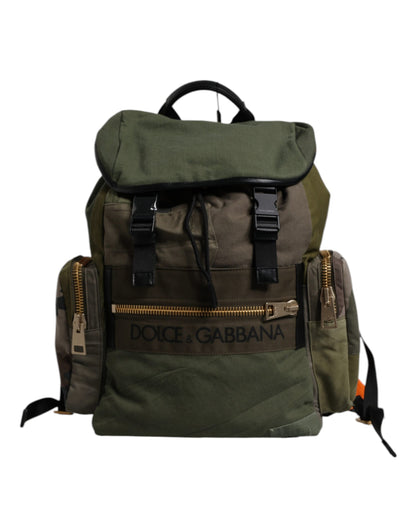 Dolce & Gabbana Sac À Dos De Voyage Patchwork Vert Militaire Luxe Authentique Édition Limitée