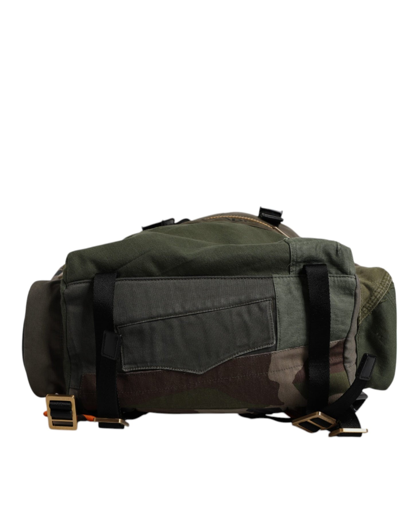 Dolce Et Gabbana Sac À Dos De Voyage Patchwork Vert Militaire En Coton Cuir Nylon Design Luxueux