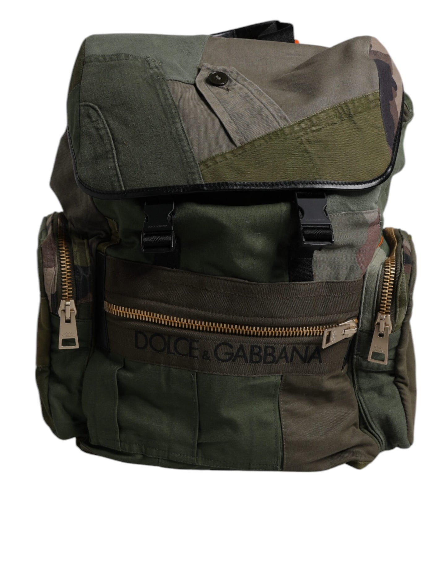 Dolce Et Gabbana Sac À Dos De Voyage Patchwork Vert Militaire Camouflage Entièrement Doublé Avec Poches