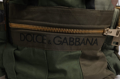 Dolce Et Gabbana Sac À Dos De Voyage Patchwork Vert Militaire Camouflage Entièrement Doublé Avec Poches