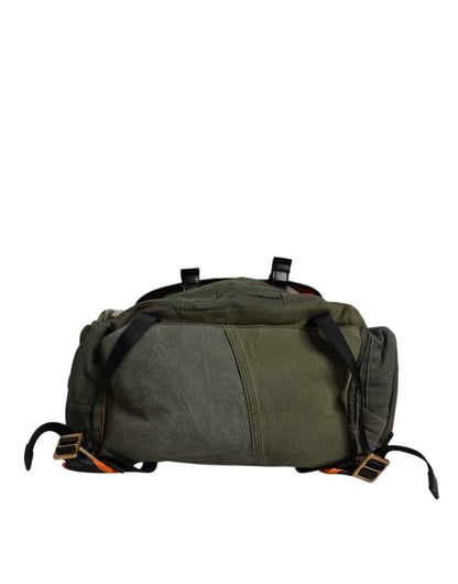 Dolce Et Gabbana Sac À Dos De Voyage Patchwork Vert Militaire Camouflage Entièrement Doublé Avec Poches