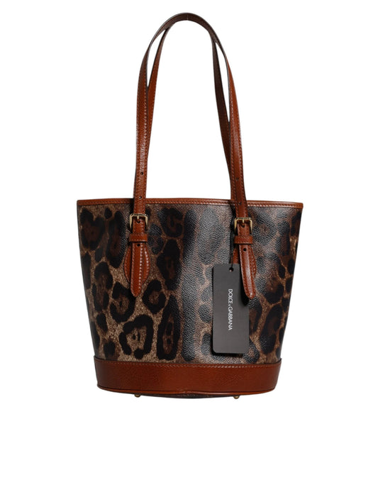 Dolce & Gabbana Brown Leopard Leather Shoulder Strap Tote Bag by Dolce & Gabbana