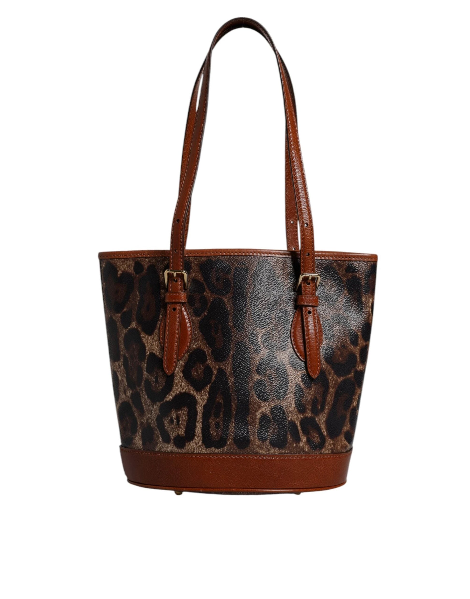Dolce & Gabbana Brown Leopard Leather Shoulder Strap Tote Bag by Dolce & Gabbana