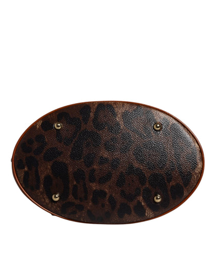 Dolce & Gabbana Brown Leopard Leather Shoulder Strap Tote Bag by Dolce & Gabbana