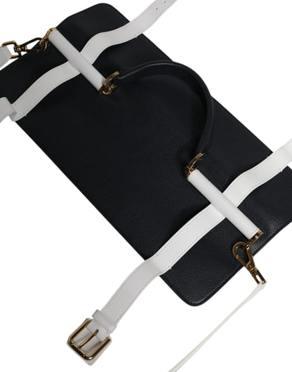 Sac porté épaule Dolce & Gabbana femme en cuir de veau bleu et blanc – BAG4395