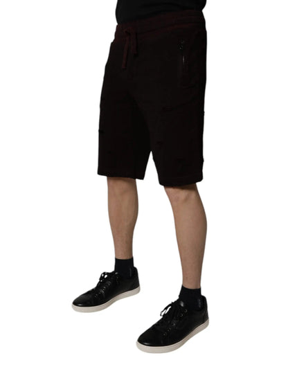 Dolce & Gabbana Maroon Cotton Sweatshorts Men Bermuda Shorts by Dolce & Gabbana